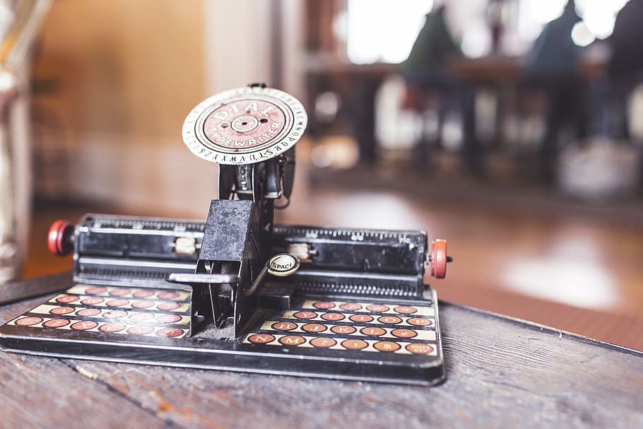 black typewriter, digital, keyboard, retro, keys, typing, publish HD wallpaper