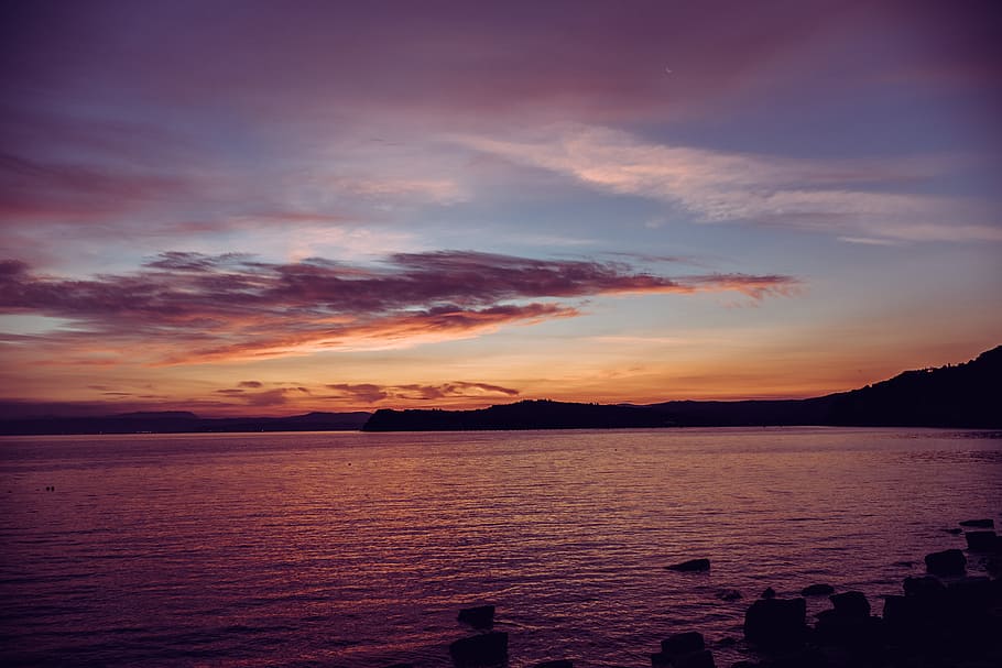 sunset, seaside, sunrise, water, sky, scenics - nature, tranquility HD wallpaper