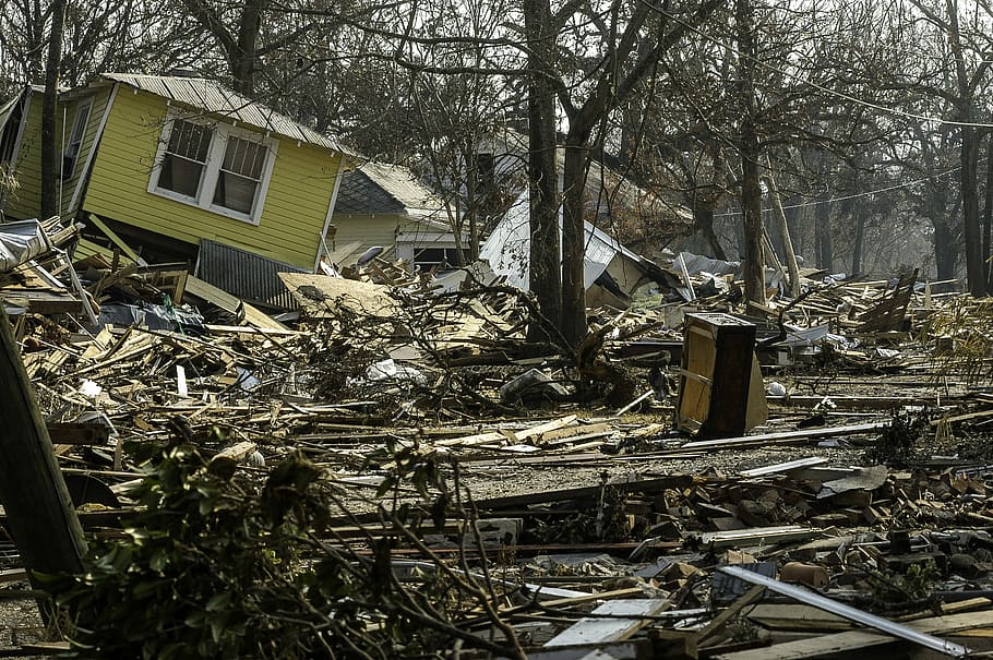 Damage done to Biloxi by Hurricane Katrina in Mississippi, houses, HD wallpaper