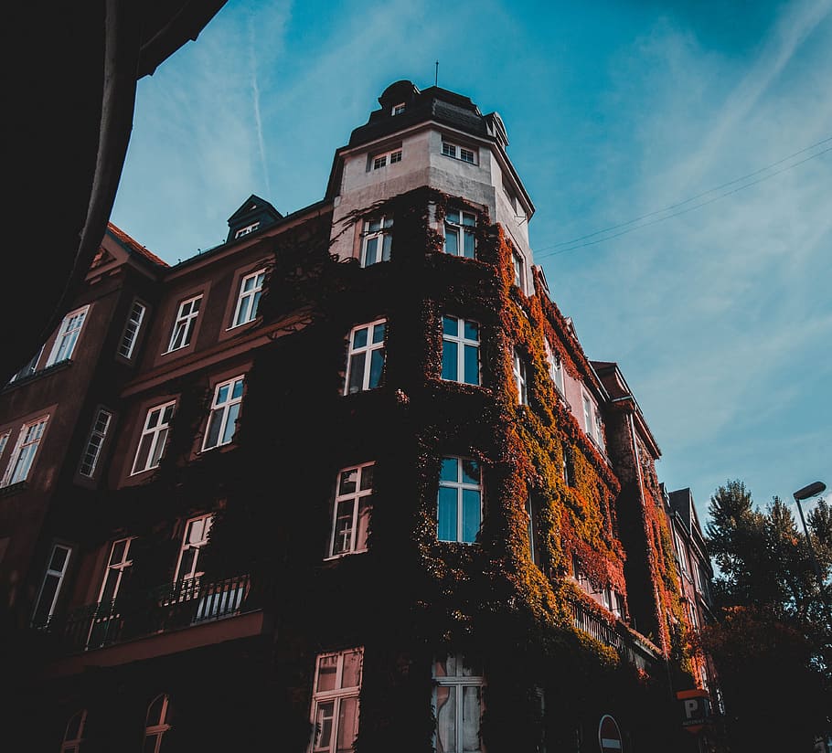 city, sky, clouds, building, apartments, architecture, bricks HD wallpaper