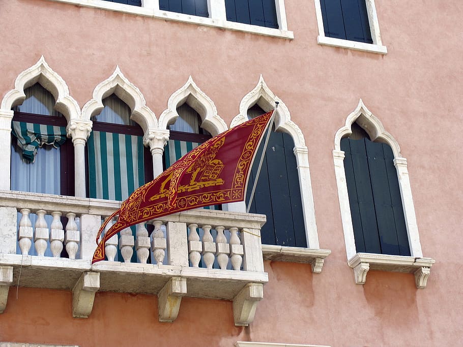 Venice, Water, Flag, building exterior, window, architecture HD wallpaper