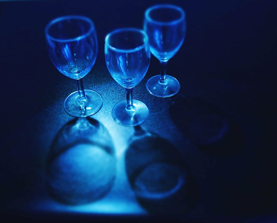blue, close-up view, glasses, wineglass, no people, drinking glass HD wallpaper