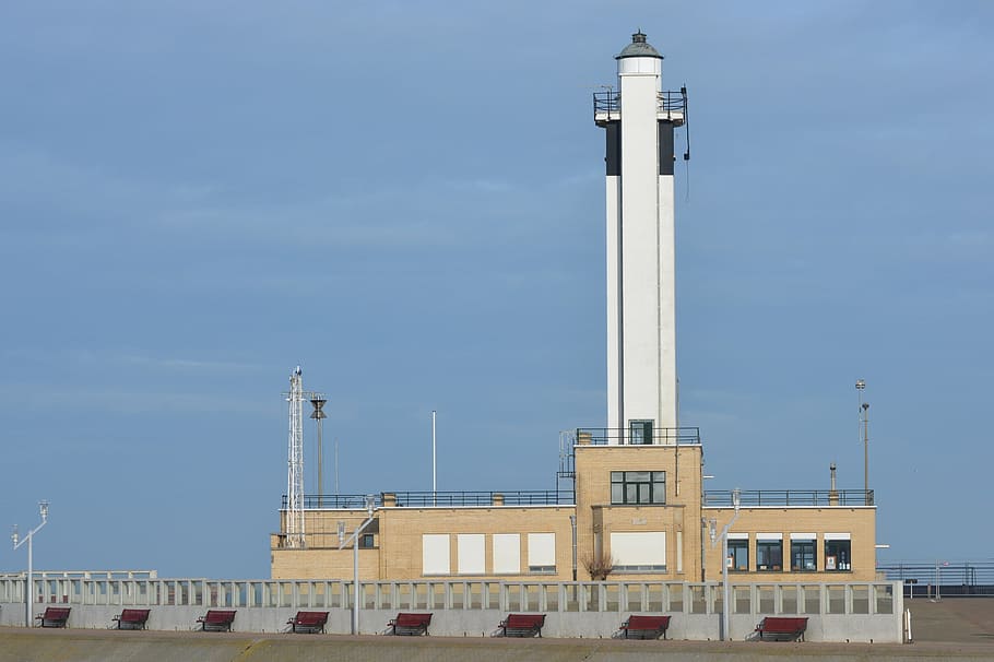 lighthouse, building, blankenberge, built structure, architecture HD wallpaper