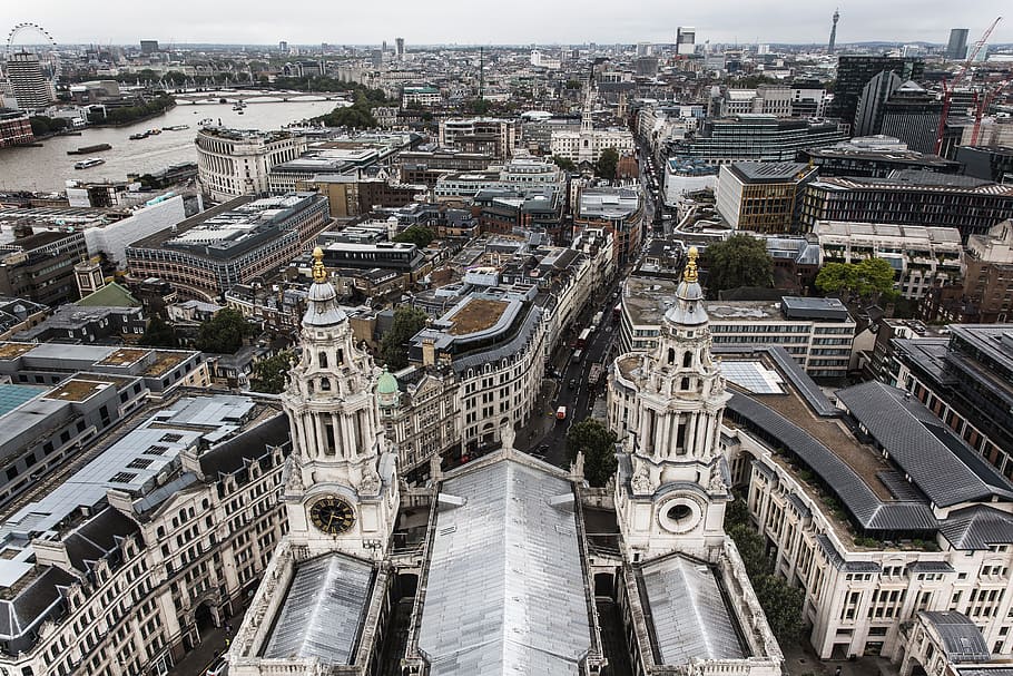 city, building, infrastructure, top, view, skyline, crane, cathedral HD wallpaper