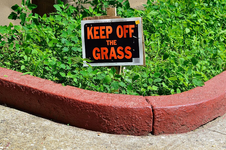 Hd Wallpaper Keep Off Grass Sign Lawn Brick House Home