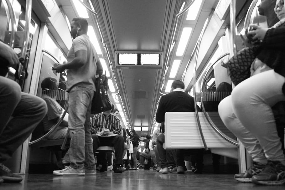 subway, train, wagons, group of people, men, adult, indoors HD wallpaper