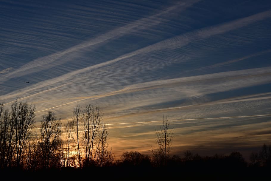 sunset, sky, evening sky, clouds, afterglow, at dusk, abendstimmung HD wallpaper
