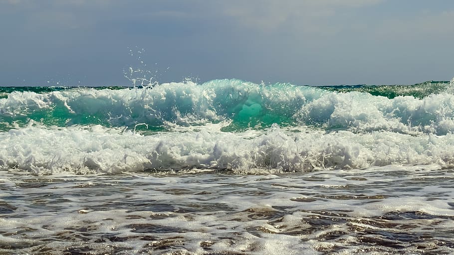 HD wallpaper: photography of sea waves, a body, body of water, smashing ...