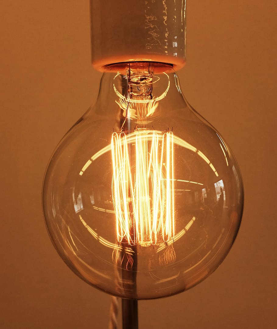 turned-on light bulb, close, photography, clear, glass, fixture HD wallpaper