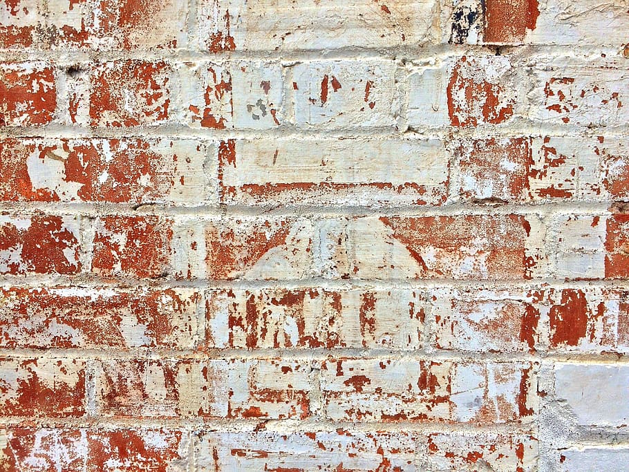 white and brown wall, brick, aged, texture, brickwork, backgrounds HD wallpaper