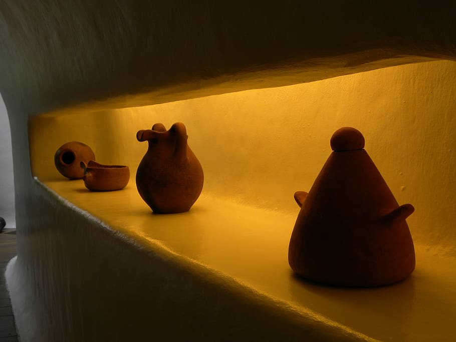 vases clay, shelving, art, dark, art and craft, indoors, pottery HD wallpaper