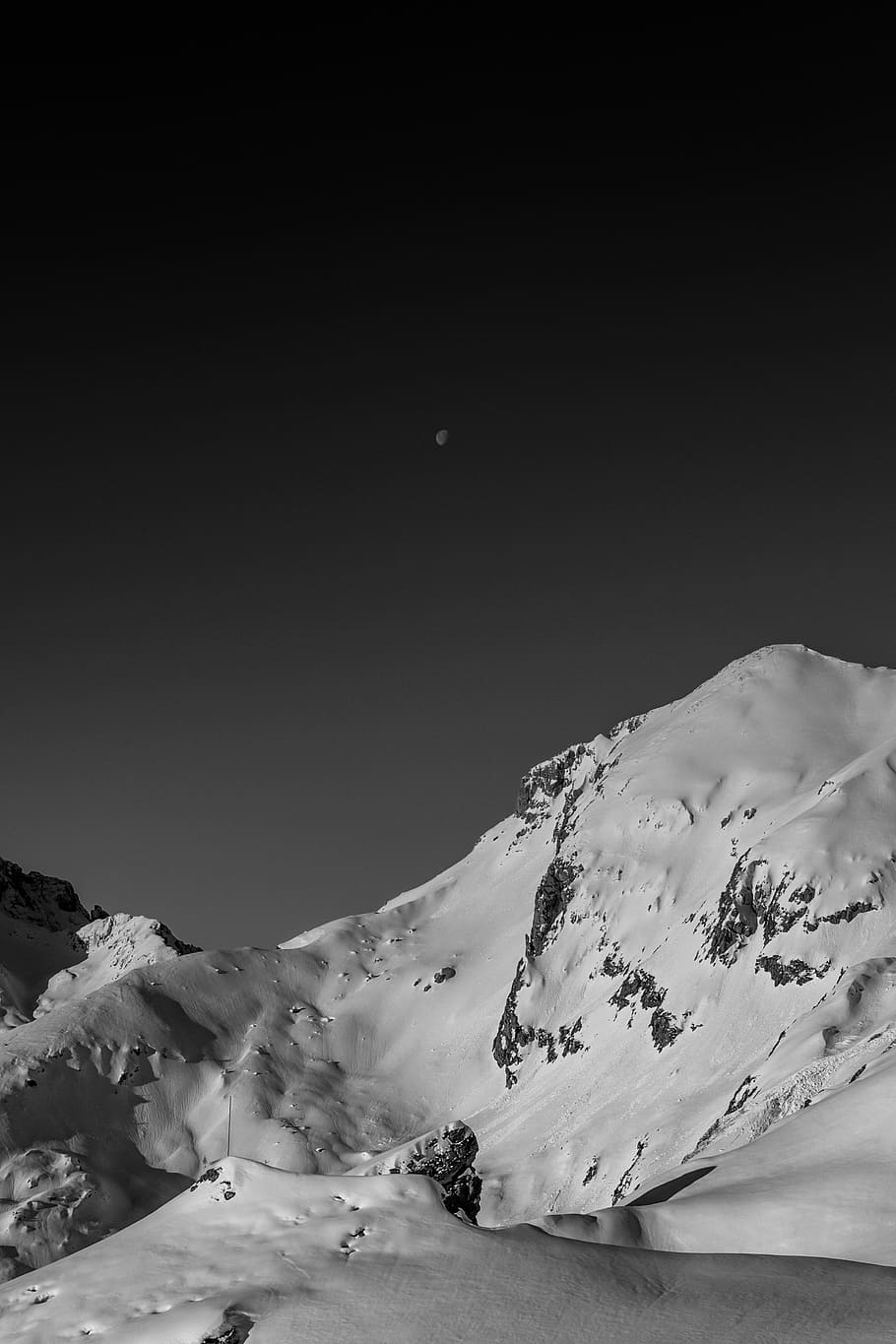 HD wallpaper: mountain filled with snow, snow mountain during nighttime ...