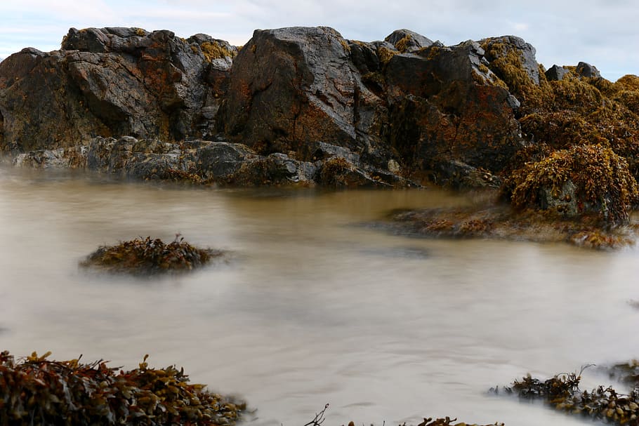 sea, ireland, stones, long exposure, rock, water, coast, landscape, HD wallpaper