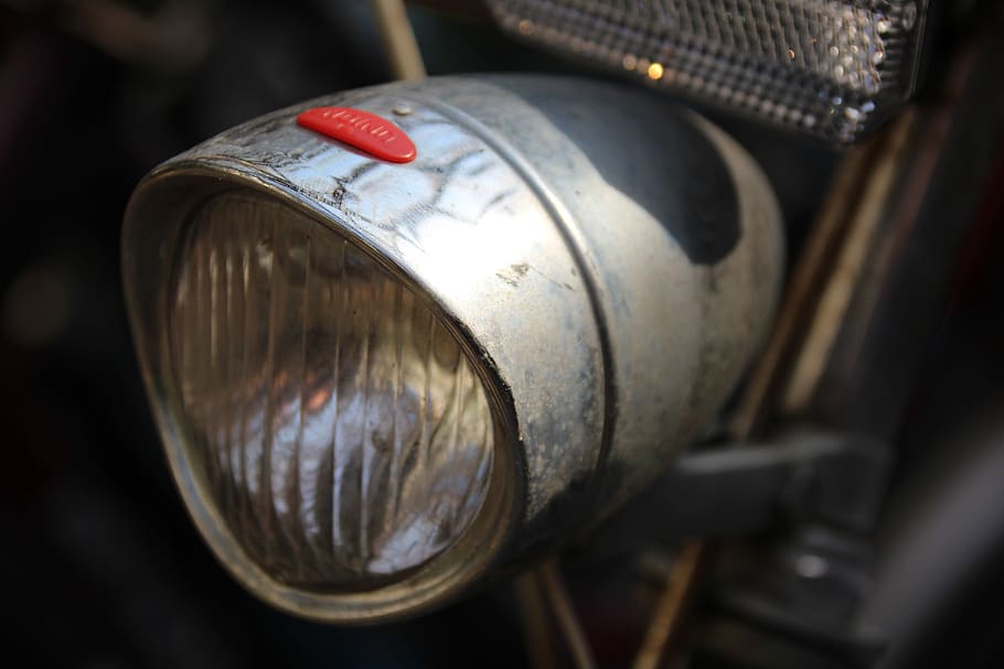 bike, front light, lighting, car, headlight, metal, mode of transportation HD wallpaper