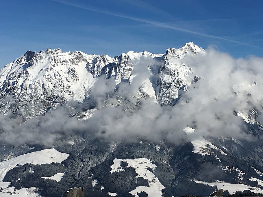 mountains, clouds, landscape, nature, sky, austria, leogang HD wallpaper
