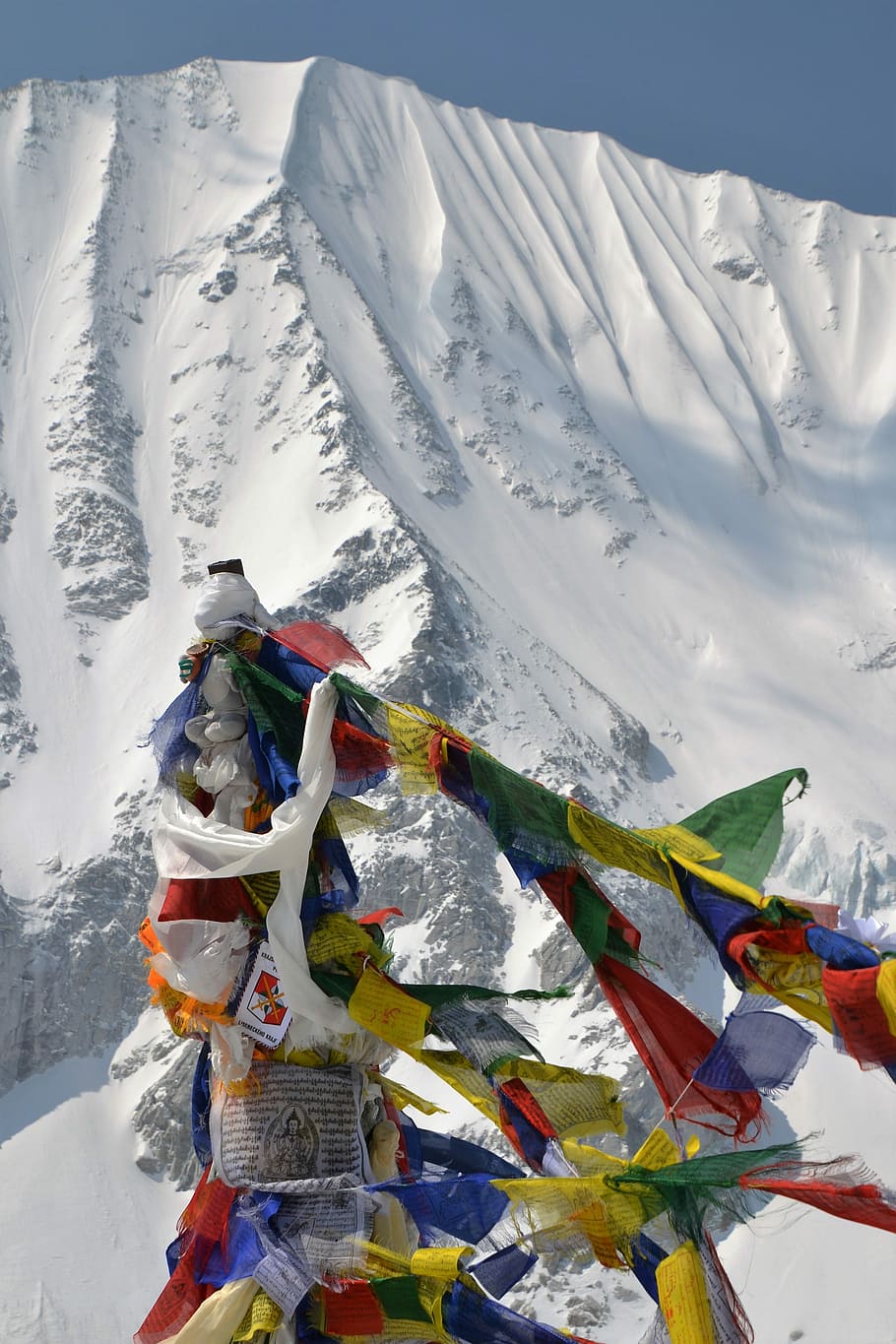 Flags, Nepal, Mountain, Summit, prayer flags, himalayas, hiking, HD wallpaper