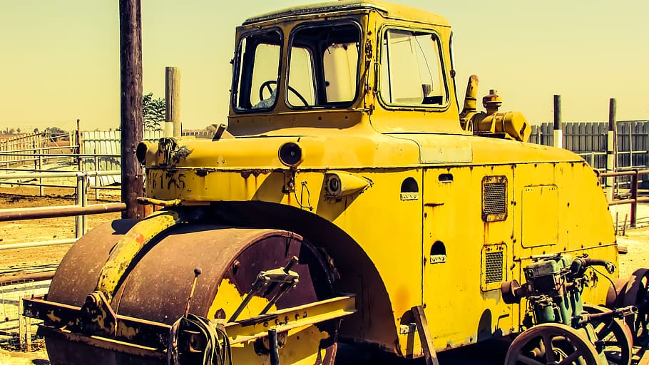 Compactor, Abandoned, Machinery, rusty, old, aged, weathered HD wallpaper