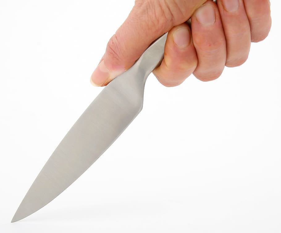 person holding gray knife, accessory, appliance, blade, bread HD wallpaper