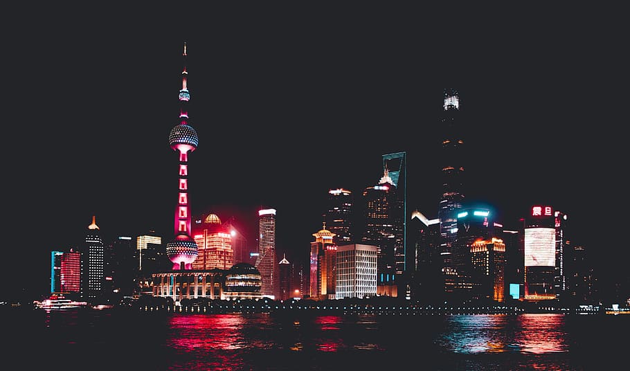architecture, building, infrastructure, night, sky, skyscraper HD wallpaper