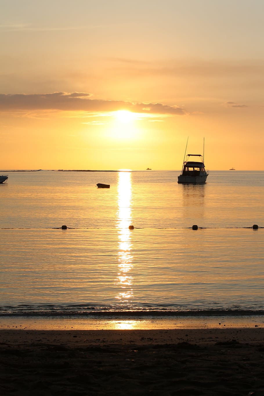 Mauritius, Sunset, Sky, sea, nautical vessel, reflection, water HD wallpaper
