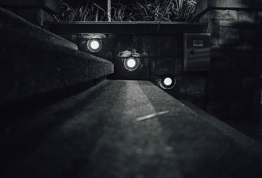 steps, dark, night, evening, lights, architecture, no people HD wallpaper