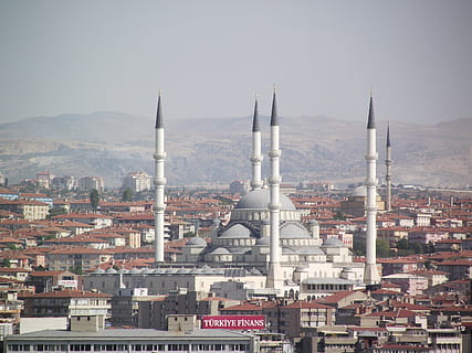 bird's eye view of white and gray concrete temple, ankara, kocatepe HD wallpaper