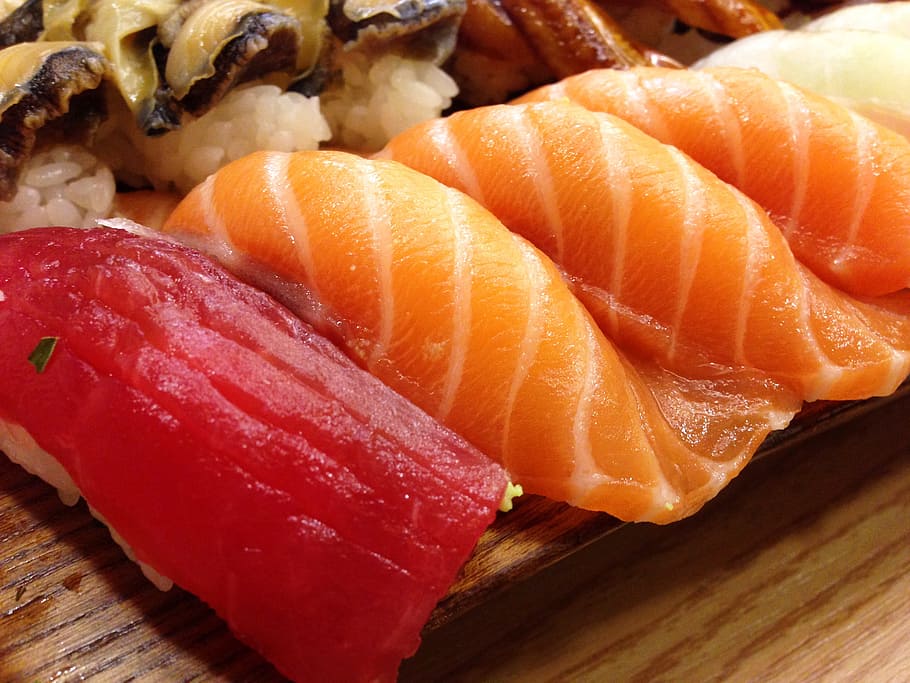 Sushi, Japanese, Salmon, Time, Fish, food, delicious, tuna, HD wallpaper