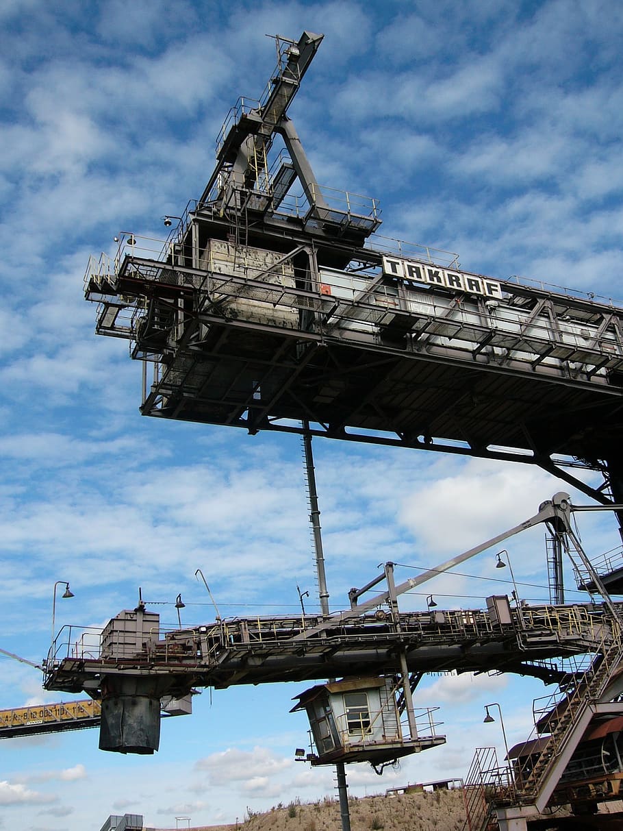 open pit mining, excavators, industry, cloud - sky, machinery HD wallpaper