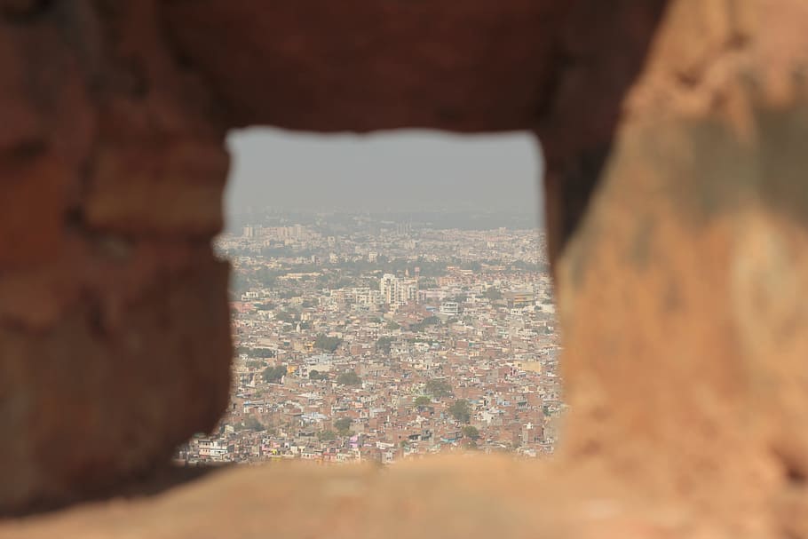 india, city, jaipur, aerial view, ancient, rajasthan, travel, HD wallpaper