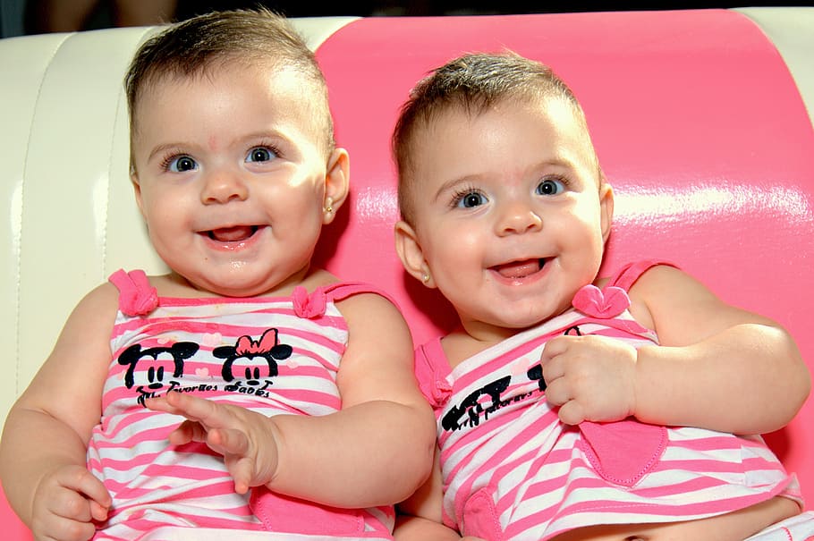 twin baby photo, twins, smile, child