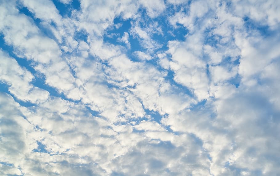 gray clouds on sky, nature, blue, soft, fluffy, composition HD wallpaper