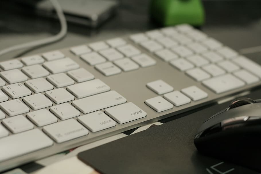 white and gray keyboard near black computer mouse, computing HD wallpaper