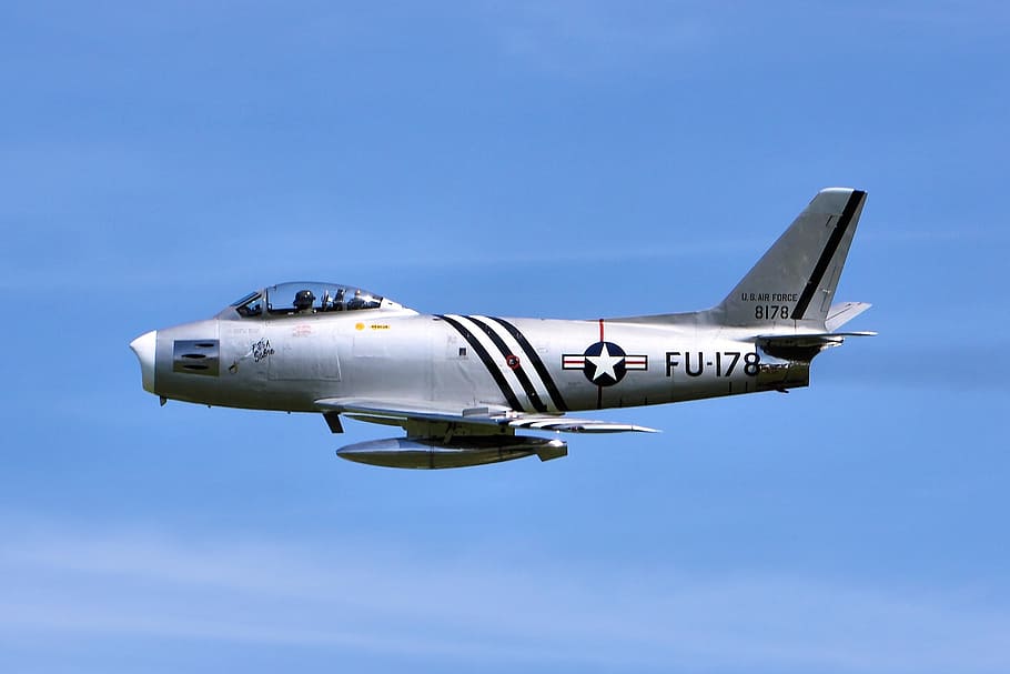 gray and black jet plane under blue skies during daytime, air force, HD wallpaper