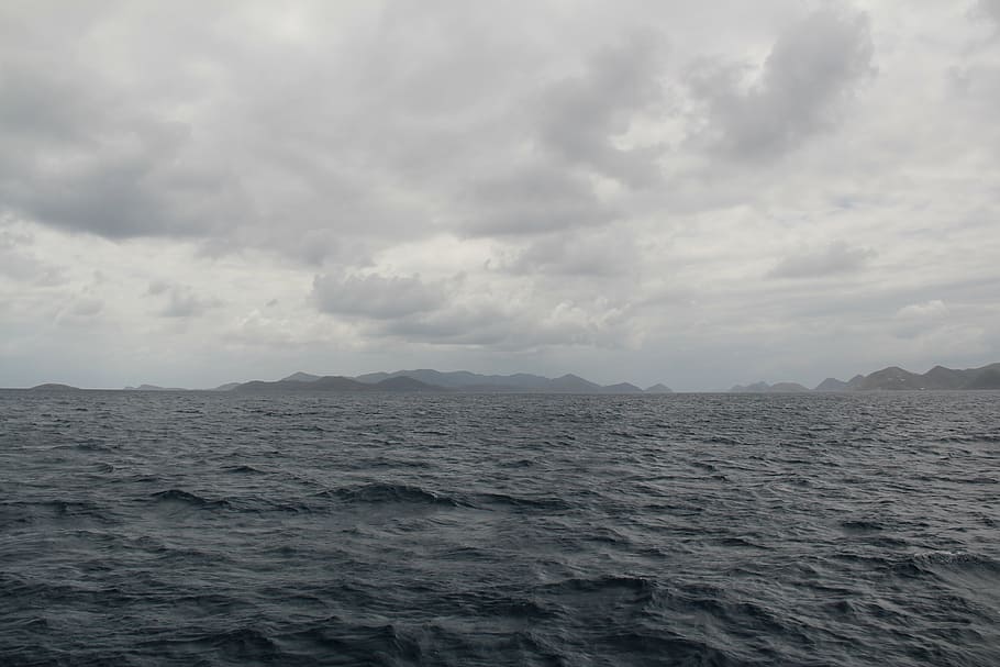 ocean, clouds, sea, overcast, grey, gray, water, sky, nature