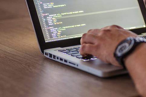 hand, laptop, computer, device, code, coding, data, developer HD wallpaper