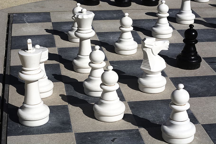 chess, king, white, board, pieces, play, game, strategic, pawn