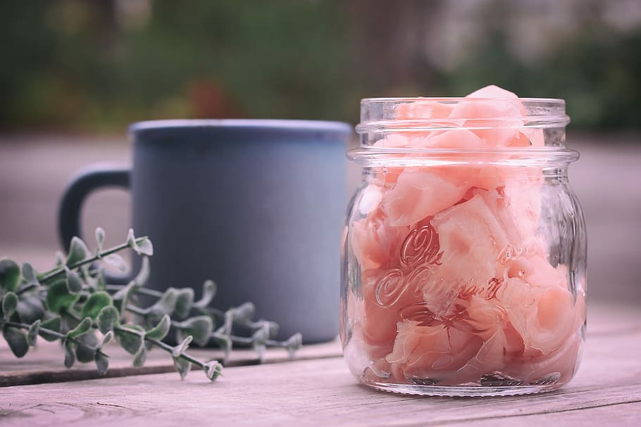 pink petaled flower in clear glass jar, food, freshness, dessert HD wallpaper