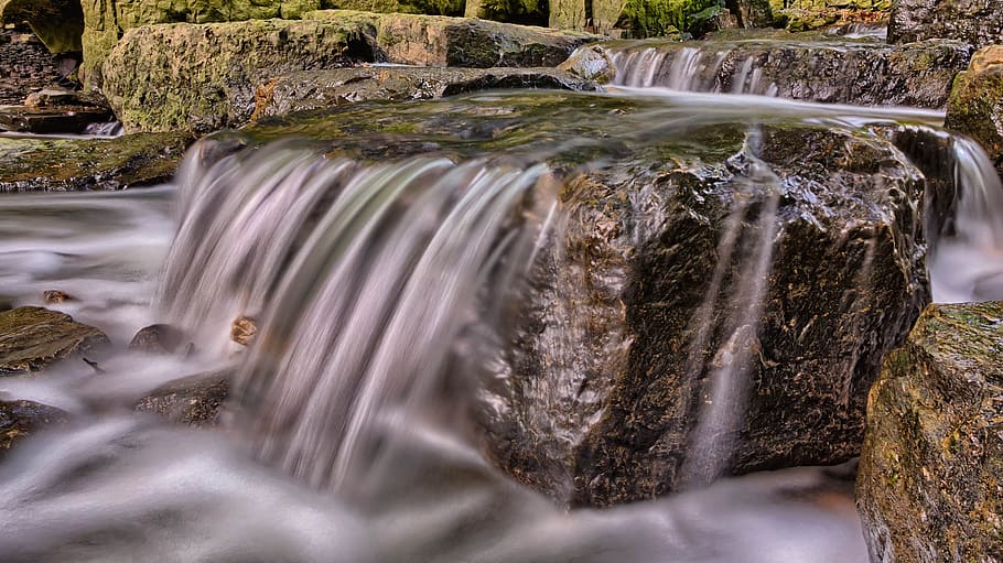 Outdoor Fountain during Daytime, cascade, creek, fall, flow, landscape HD wallpaper