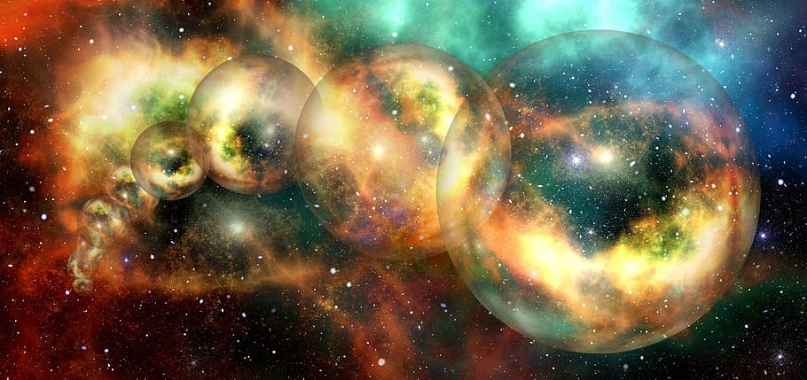 nebula with bubbles effect wallpaper, parallel world, parallel universe, HD wallpaper