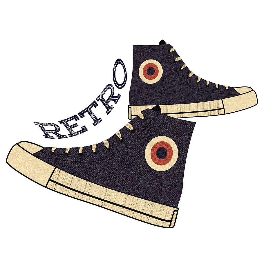 Retro logo, footwear, vintage, fashion, old, shoe, style, pair