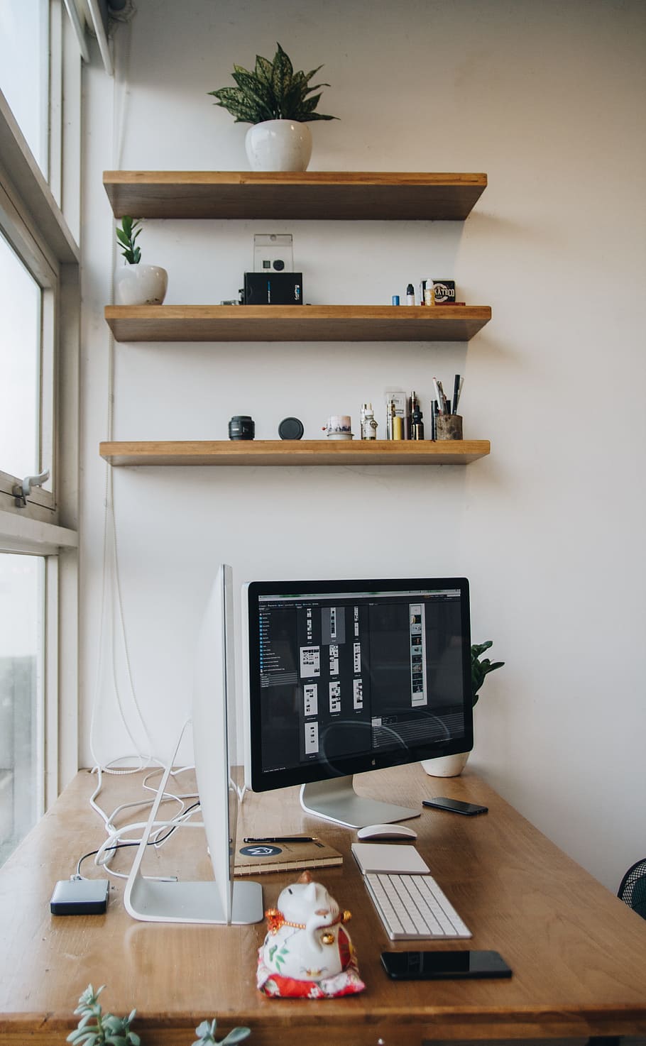 apple, desk, office, table, computer, computers, devices, display HD wallpaper