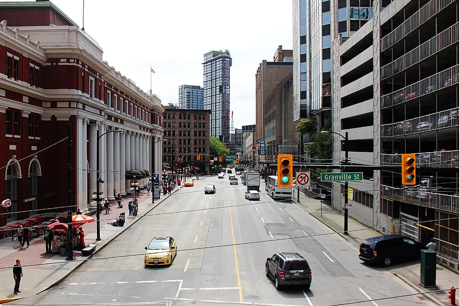 city, vancouver, granville, street, traffic, old, architecture