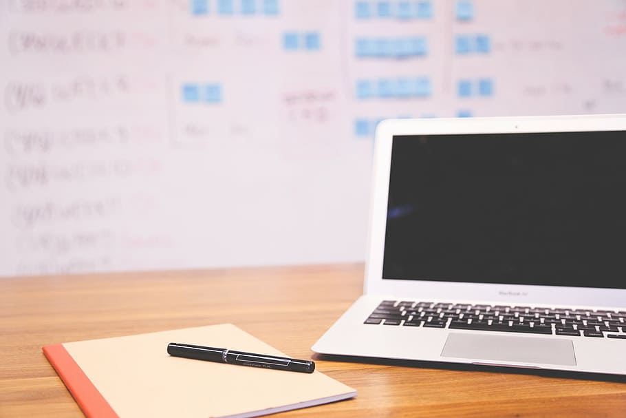 MacBook Air beside black pen, laptop, notebook, startup, computer HD wallpaper