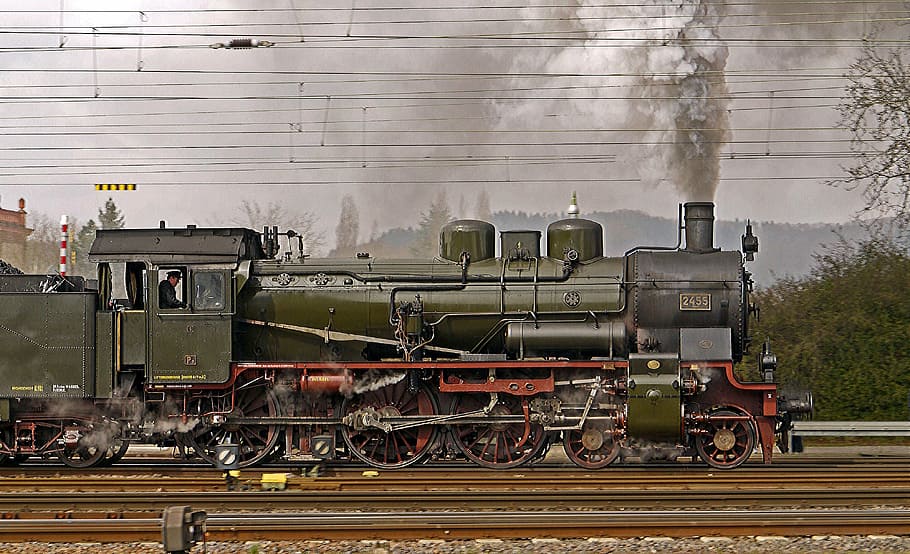 steam locomotive, full steam, exit, br38, br 38, prussian, p8, HD wallpaper