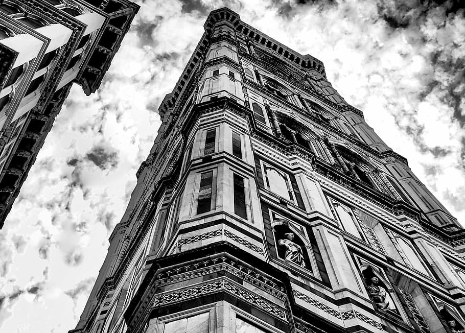 grayscale photo of concrete building, florence, italy, europe, HD wallpaper