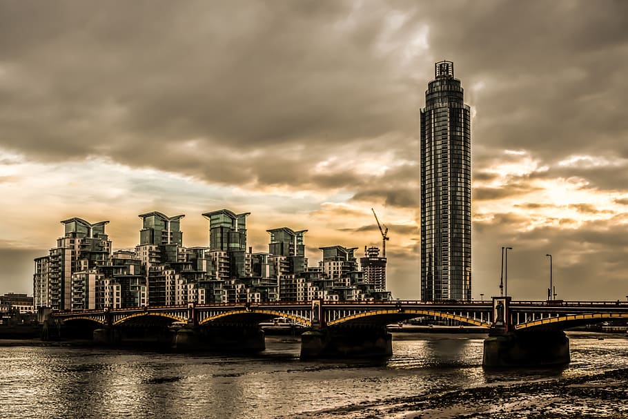 city buildings near bride, vauxhall, bridge, river, thames HD wallpaper