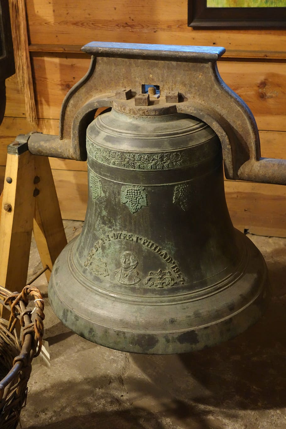 bell, old, historic, museum, cast, iron, sound, indoors, still life