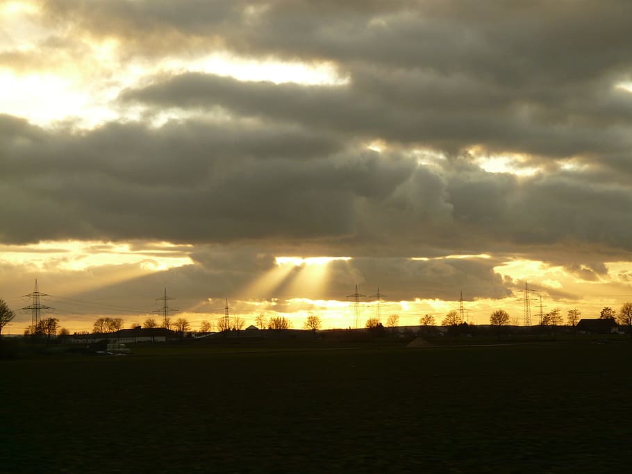 Clouds, Sun, Sunbeam, Opening, God, sky, faith, light, dark HD wallpaper