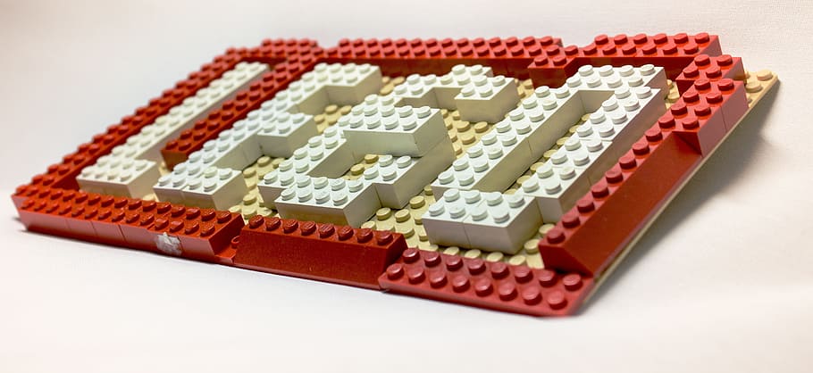 red and white Lego toy, Toys, Font, Building Blocks, Play, children, HD wallpaper