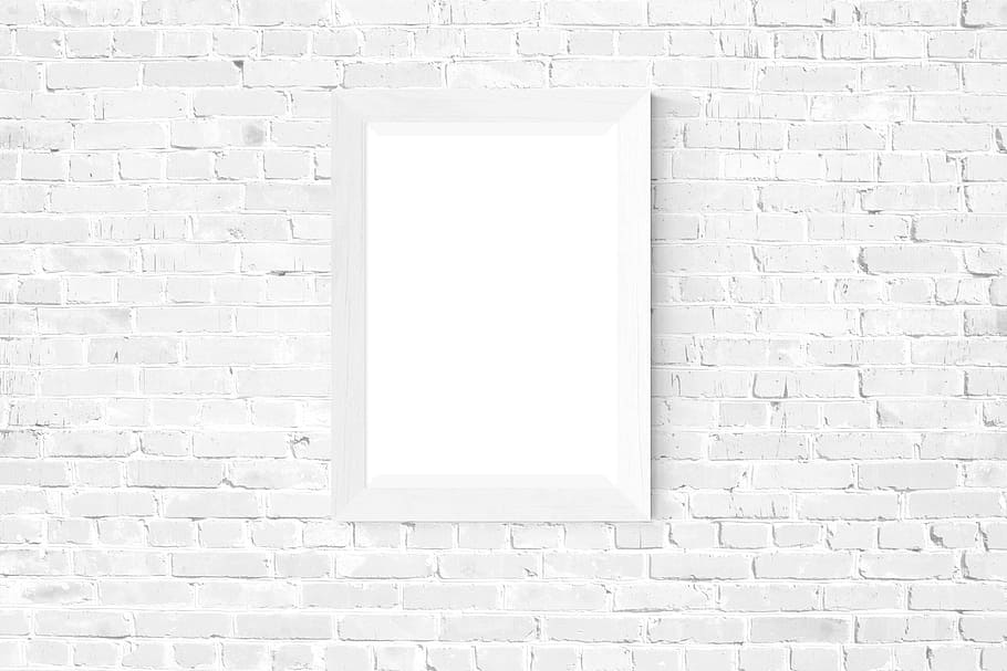 wall mirror with white wooden frame, poster, mockup, decor HD wallpaper